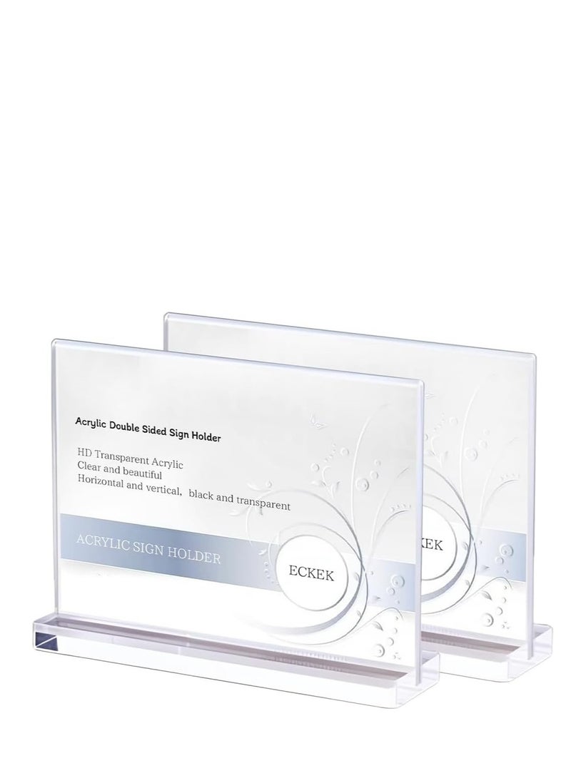 Eckek  2 Pack Acrylic Sign Holder Menu Displays Double Sided Sign Stand A4/A5/A6 Clear - Image 1
