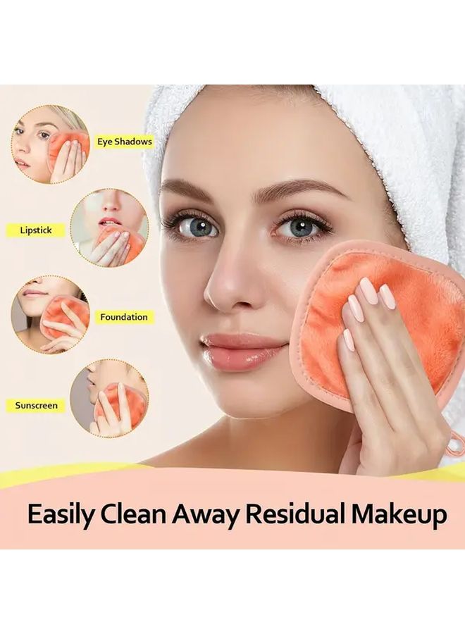Makeup Remover Cleaning Cloth 5x5in Pink Coral 10 Pack Washable Reusable Super Soft Facial Cleansing Pads For All Light Beige Types - Image 2