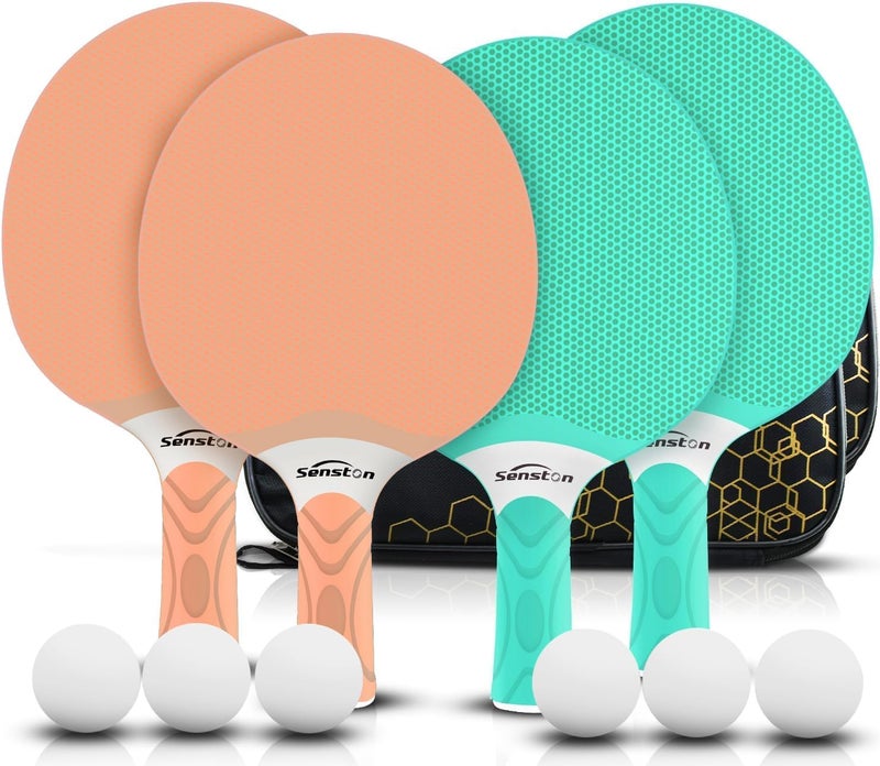 Senston Table Tennis Rackets Set,Professional Ping Pong Paddle Set for 4 Players, Composite Rubber Table Tennis Paddles, Indoor or Outdoor Games. - Image 1