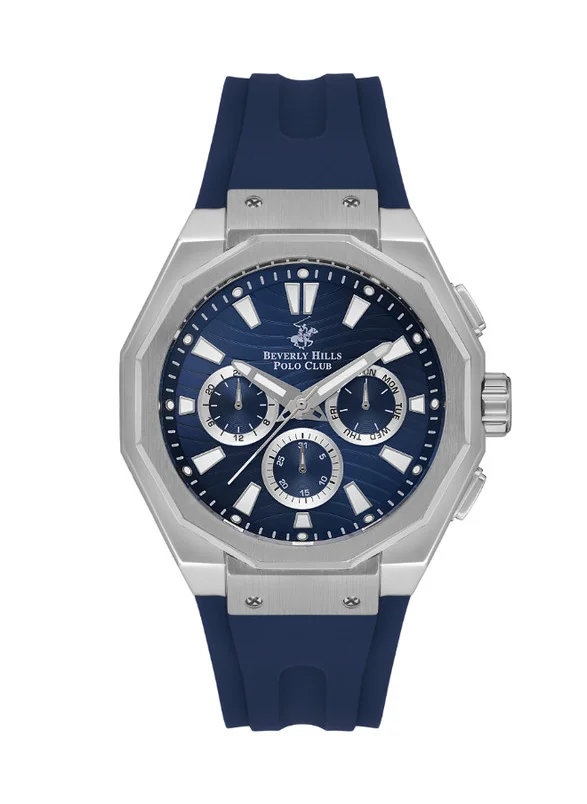 BEVERLY HILLS POLO CLUB Beverly Hills Polo Club BP3557X.399 Men's Multi Function Display Watch & Silicone Strap Dark Blue