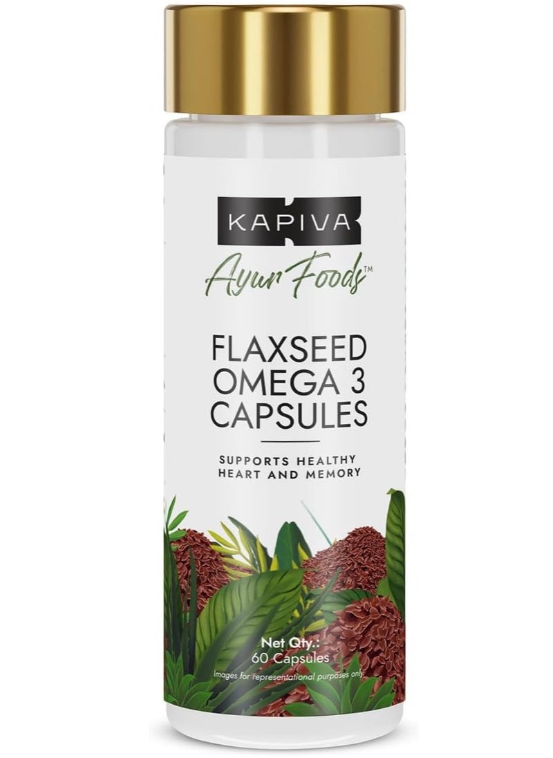 Kapiva Kapiva Omega 3 Capsule - Nutritional Supplement, Vegan Flaxseed Capsules, Heart, Brain & Skin Health Support, Unisex, 1 Bottle  - Image 1