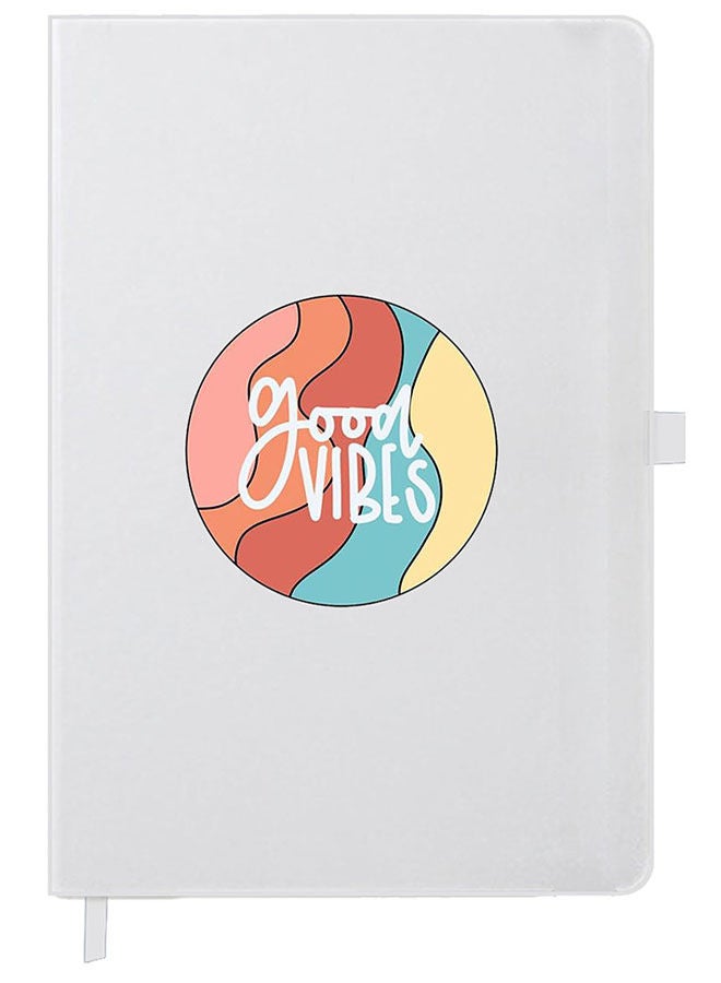 Theodor Designer A5 Thick White Hardcover Notebook Good Vibes - Image 1