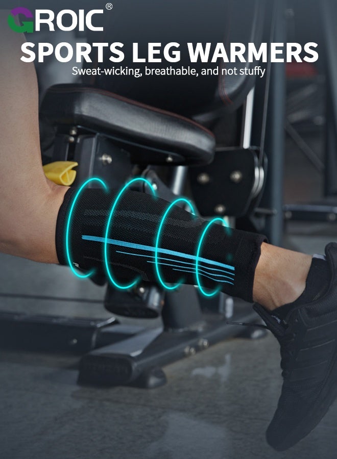 GROIC 1 Pair Calf Compression Sleeves,Footless Compression Socks Support for Varicose Veins, Running,Compression Shin Sleeve for Men & Women,Leg Sleeve Brace for Shin Splints, Pain Relief and Reduces Swelling(Blue-M) - Image 2