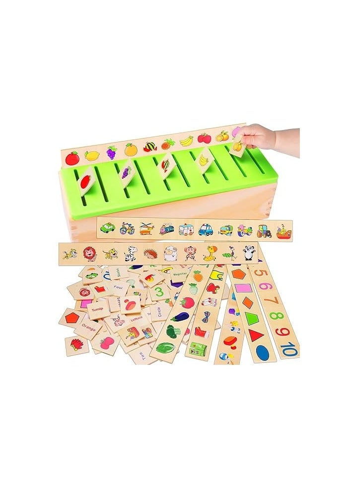 Generic AugToy Wooden Montessori Toys for Toddlers 1+ 2 3 4 Year Old Color Shape Matching Sorting Box Preschool Learning Activities Sensory Bin Autism Puzzles for toddlers 1-3 Boys Girls Birthday Gifts  - Image 1