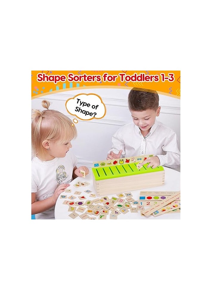 Generic AugToy Wooden Montessori Toys for Toddlers 1+ 2 3 4 Year Old Color Shape Matching Sorting Box Preschool Learning Activities Sensory Bin Autism Puzzles for toddlers 1-3 Boys Girls Birthday Gifts  - Image 2