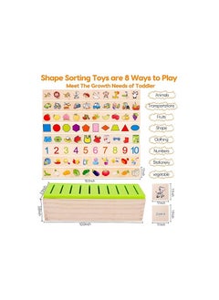 Generic AugToy Wooden Montessori Toys for Toddlers 1+ 2 3 4 Year Old Color Shape Matching Sorting Box Preschool Learning Activities Sensory Bin Autism Puzzles for toddlers 1-3 Boys Girls Birthday Gifts  - Image 4