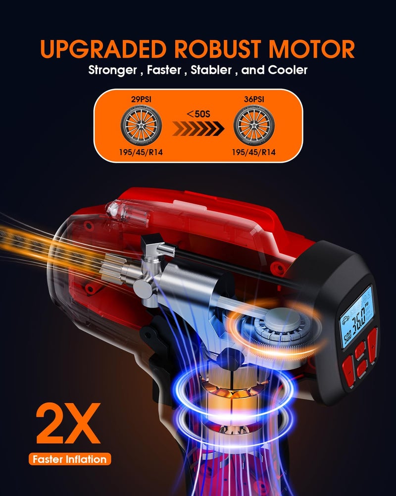 Keenpower Digital Cordless Tire Inflator Portable Air Compressor Automatic 160Psi W/Gauge Screen & 4+N Smart Mode & Dual Power Supply  Rechargeable 21V Battery Powered Handheld Air Pump  Car Tire Pump - Image 2