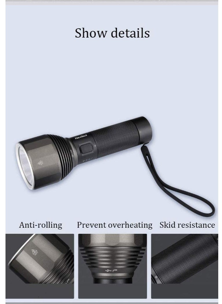 Nextool NexTool Rechargeable Torch 2000 Lumens, High Brightness LED Torches, IPX7 Waterproof, 5 Light Modes, 380 Metres Super Penetration for Camping Hiking Emergencies  - Image 2