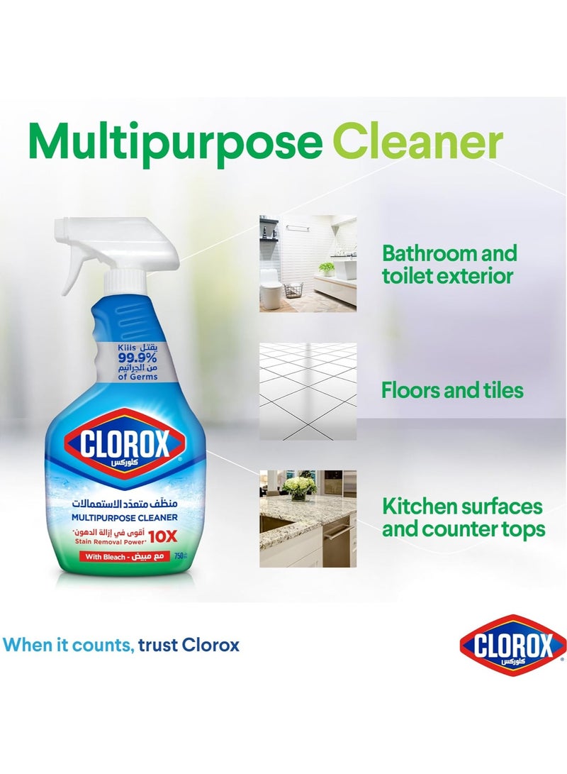 Clorox Spray Cleaners Triple Pack Includes Multipurpose Cleaner With Bathroom And Kitchen Cleaner 500ml + 500ml + 750ml - Image 2