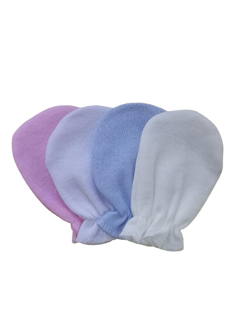 Generic Pack of 4 Pairs - Anti Scratch Baby Mittens, Cute Newborn Gloves, Infant Gloves 0-12 Months, Boys Girls Gloves 4 Colors  - Image 1