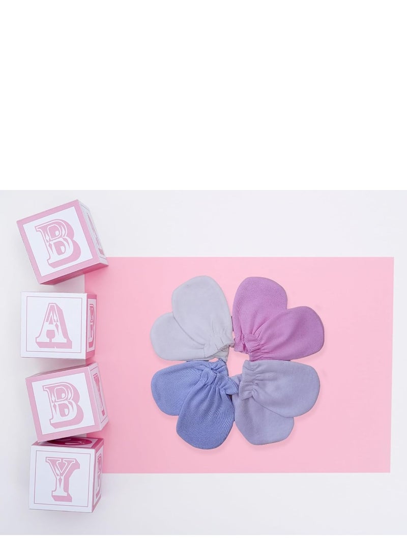 Generic Pack of 4 Pairs - Anti Scratch Baby Mittens, Cute Newborn Gloves, Infant Gloves 0-12 Months, Boys Girls Gloves 4 Colors  - Image 2
