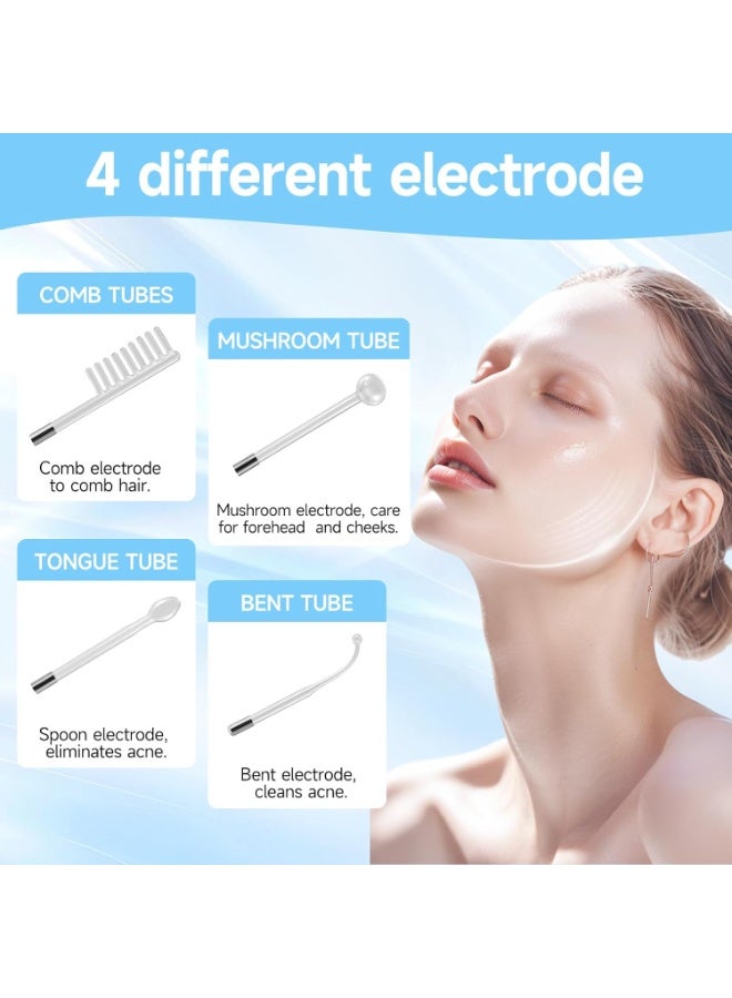 Skin Care Tools, High Frequency Massage Wand, Handheld high Frequency Facial Massager Set with 4 Glass Heating Tubes, Professional Facial Beauty Instrument for Home Skincare Salon - Image 3