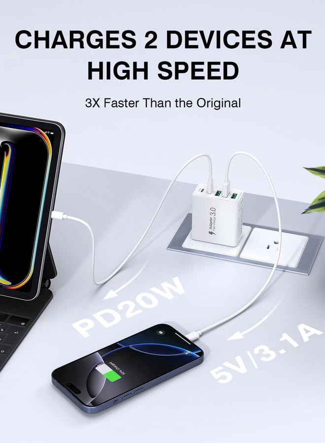 Dulums [2-Pack] USB C Wall Charger, 50W 5-Port PD Fast USB C Charging Block,2USB C+3USB A Multiport Plug,Type C Power Adapter Brick Cube for iPhone 15/14/13/12/11/Pro Max/XS/XR,iPad,for Switch,Samsung,Tablet - Image 3