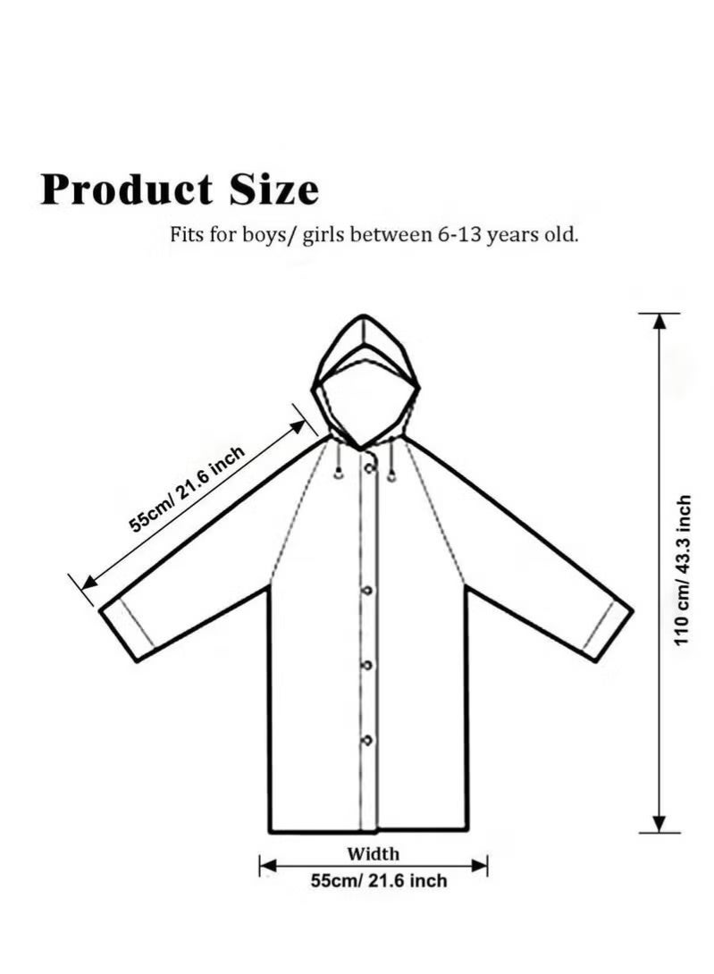 جيفت معطفان مطريان للأطفال، معطف EVA قابل لإعادة الاستخدام، مناسب للأولاد والبنات من عمر 6 إلى 13 سنة، معدات طوارئ للتخييم والمشي لمسافات طويلة والسفر والمدرسة - Image 5