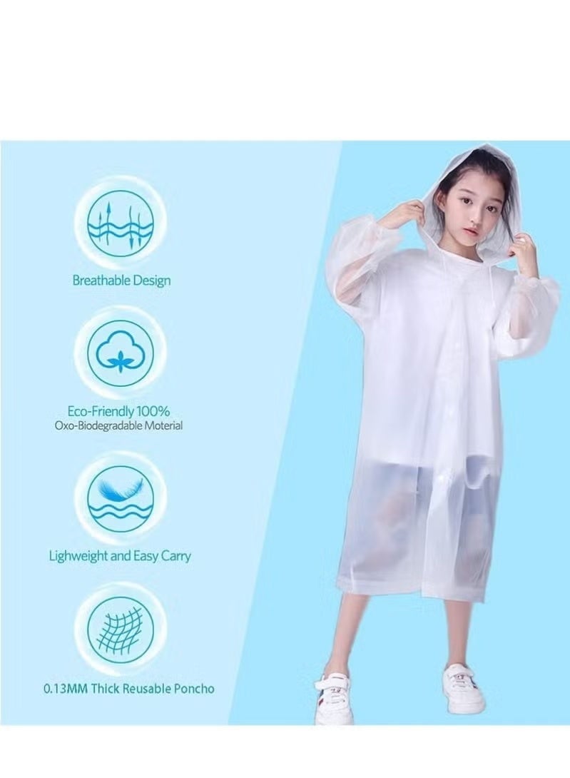 جيفت معطفان مطريان للأطفال، معطف EVA قابل لإعادة الاستخدام، مناسب للأولاد والبنات من عمر 6 إلى 13 سنة، معدات طوارئ للتخييم والمشي لمسافات طويلة والسفر والمدرسة - Image 3