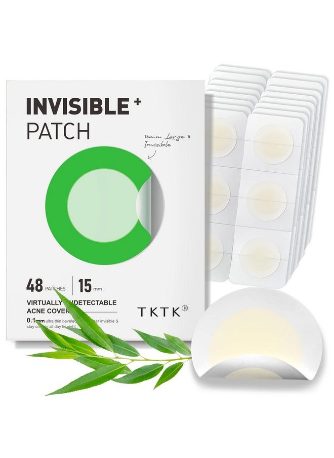 TKTK - Ktk Pimple Patches 15Mm Large Invisible Acne Patch For Face With Salicylic Acid 0.01Cm Extra Thin Daytime Use Hydrocolloid Zit Patch For Big Pustule Whitehead Cystic Acne Spot Treatment 48 Count - Image 1