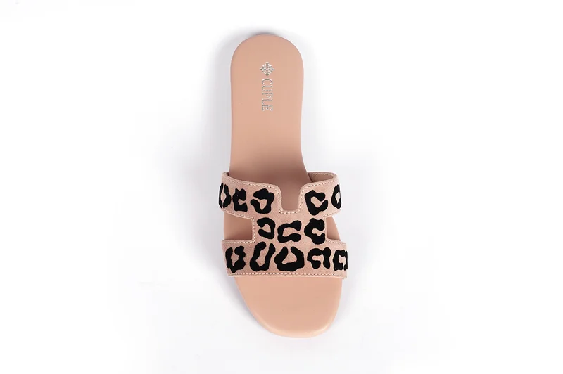 Cuple Ladies  flat slide Sandals printed