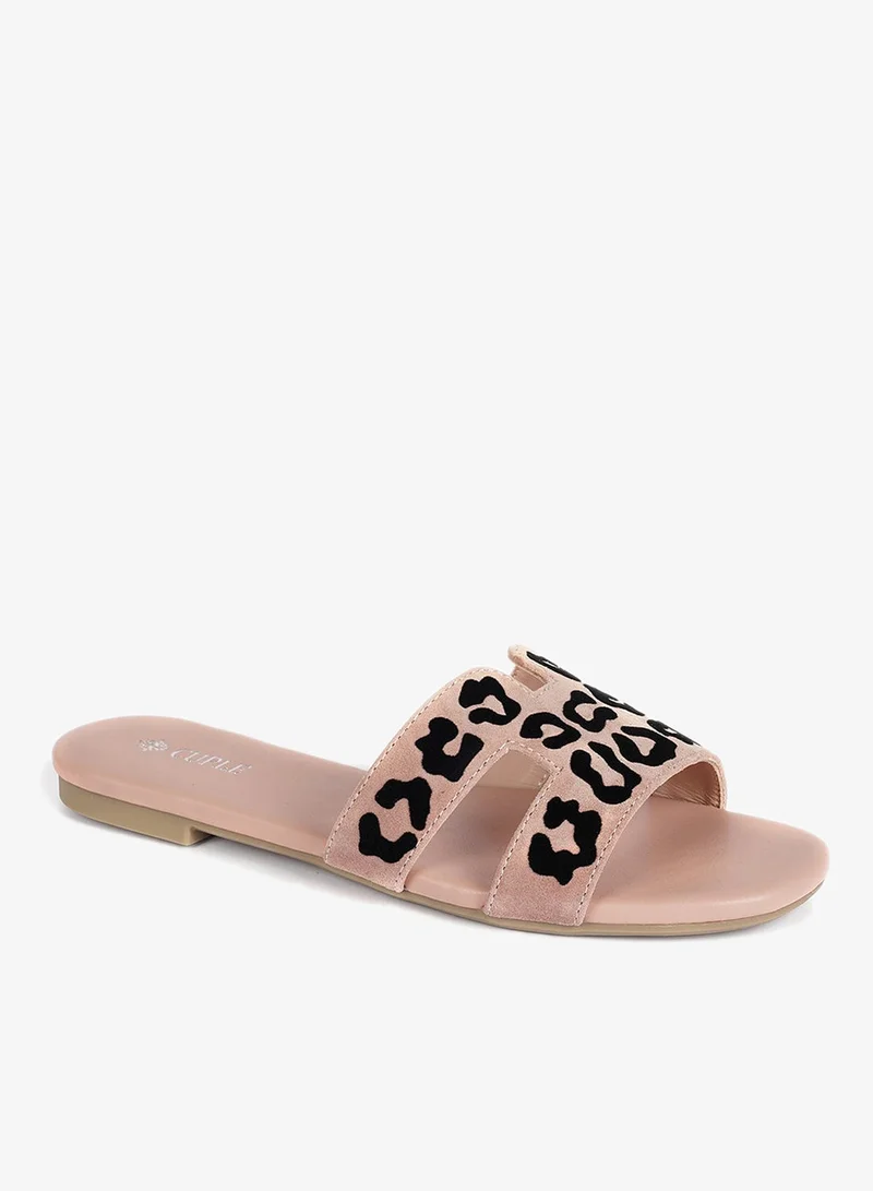 Cuple Ladies  flat slide Sandals printed