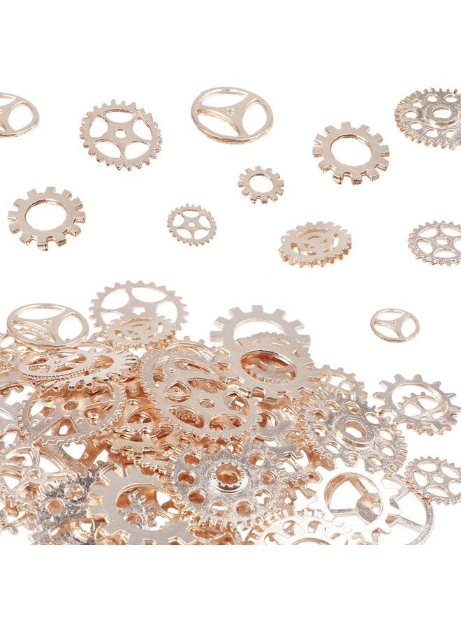 BIHRTC 100 Gram Diy Assorted Color Antique Metal Steampunk Watch Gears Cog Wheel Charms Pendants Craft Steampunk Accessories For Diy Crafting Jewelry Making(Rose Gold)  - Image 1