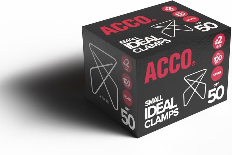 ACCO Brands Ideal Butterfly Paper Clamps, Steel Wire, Small 1.5 Inch Size, 100 Sheet Capacity, Silver, 50 Clamps per Box - Image 3