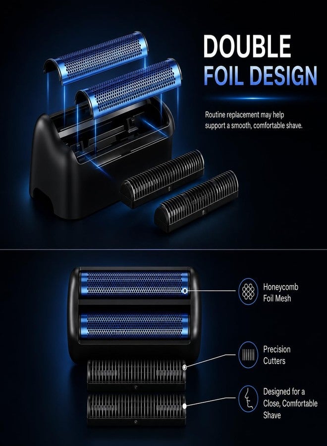 DODAER Replacement Double Foil and Cutter Blades Set Compatible with BaBylissPRO UV-Double Shaver,(Black Double Foil-2 Pack - Image 2