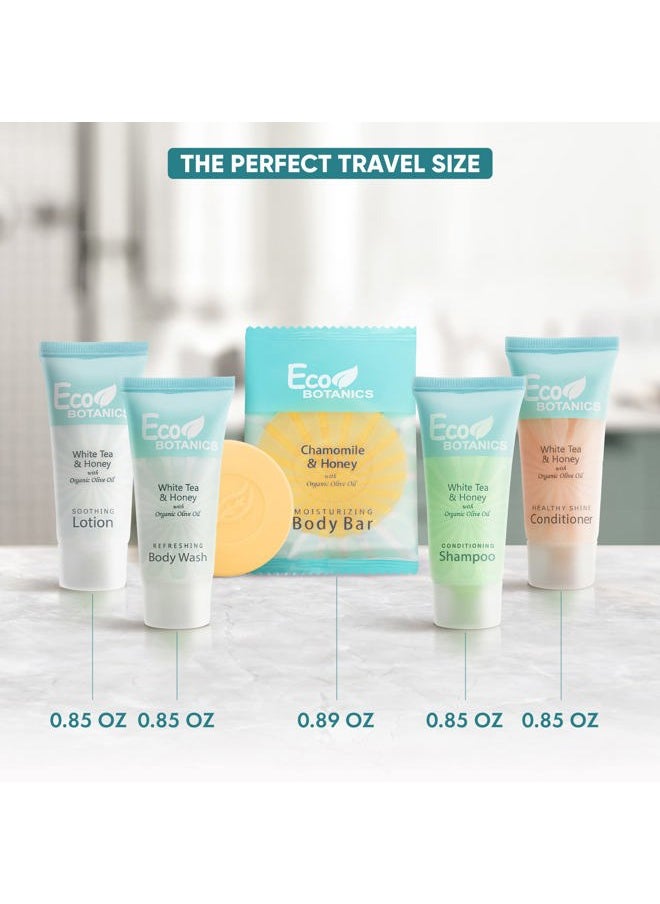 Terra Pure - Eco Botanics Hotel Soaps & Toiletries Bulk Set | 0.85oz Hotel Shampoo & Conditioner, Body Wash, Body Lotion & Bar Soap Travel Size | 300 Pieces - Image 1