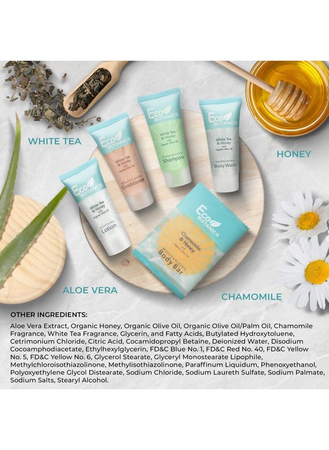 Terra Pure - Eco Botanics Hotel Soaps & Toiletries Bulk Set | 0.85oz Hotel Shampoo & Conditioner, Body Wash, Body Lotion & Bar Soap Travel Size | 300 Pieces - Image 1