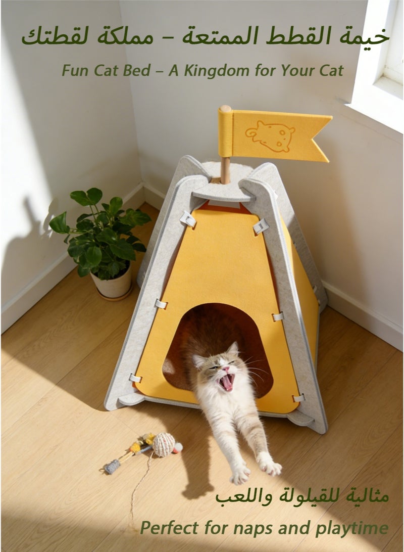 Royal Cat Castle Tent, Cat Bed – Detachable Felt Hideaway for Persian Cats in Saudi Homes, Saves Furniture, Perfect for Napping & Playtime (Up to 10kg) - Image 1