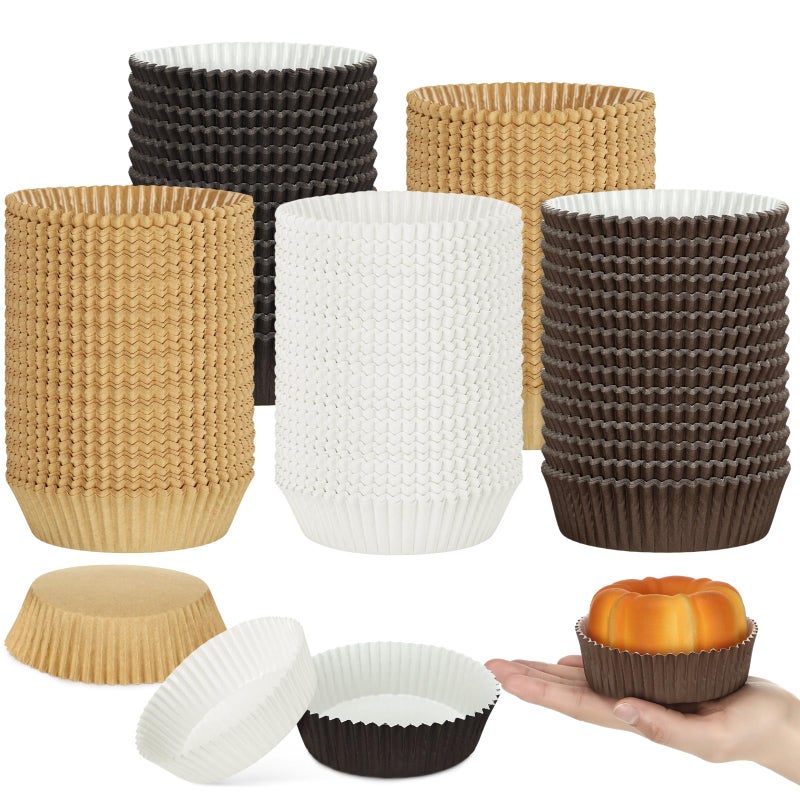 Uiifan Disposable Round Cupcake Liners Paper Baking Cups Wrappers Cupcake Paper Microwave Oven Safe Bakeware Mold for Snacks Cakes4 Colors300 Pack
