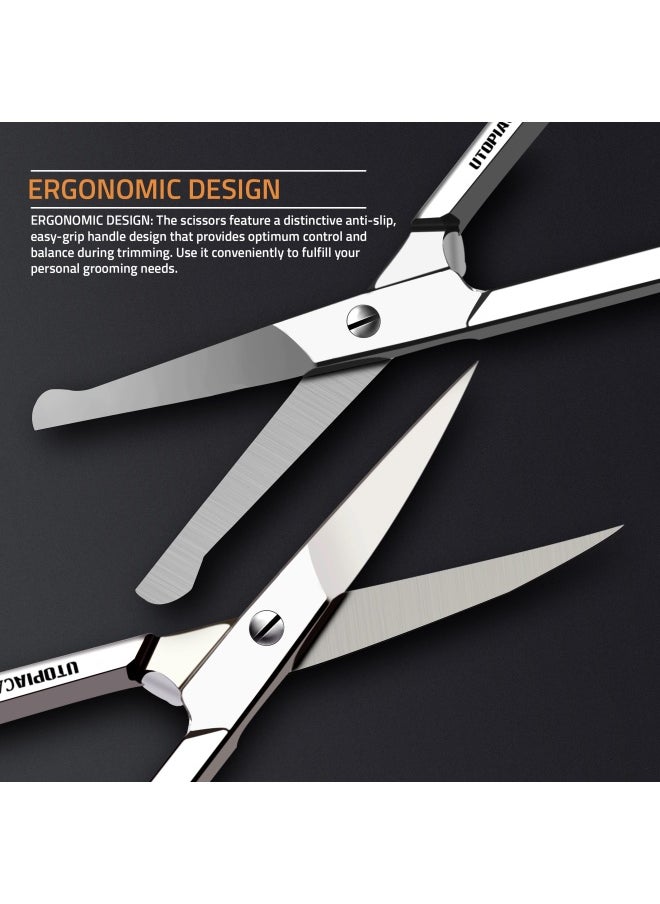 Utopia Care - Utopia Care Eyebrow Scissors Small Scissors for Men and Women  Curved and Rounded Nose Hair Scissors for Grooming Mustache Beard Eyelashes Ear Hair Trimming Professional Stainless Steel  Silver - Image 1