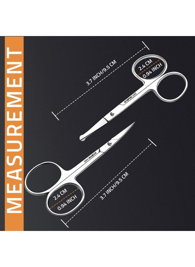 Utopia Care - Utopia Care Eyebrow Scissors Small Scissors for Men and Women  Curved and Rounded Nose Hair Scissors for Grooming Mustache Beard Eyelashes Ear Hair Trimming Professional Stainless Steel  Silver - Image 1