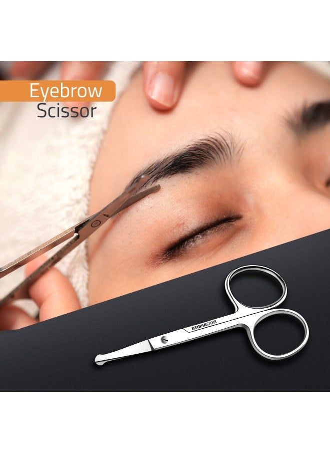 Utopia Care - Utopia Care Eyebrow Scissors Small Scissors for Men and Women  Curved and Rounded Nose Hair Scissors for Grooming Mustache Beard Eyelashes Ear Hair Trimming Professional Stainless Steel  Silver - Image 1