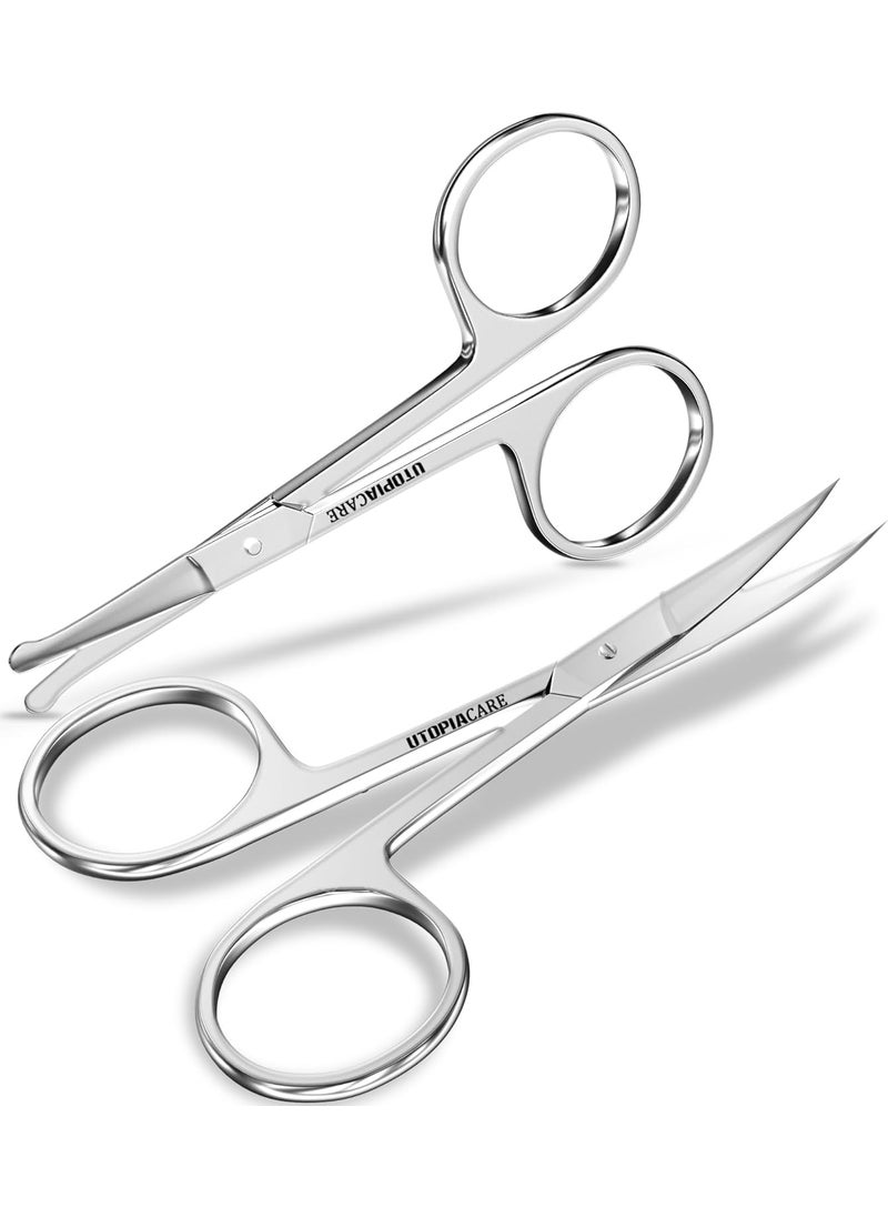 Utopia Care - Utopia Care Eyebrow Scissors Small Scissors for Men and Women  Curved and Rounded Nose Hair Scissors for Grooming Mustache Beard Eyelashes Ear Hair Trimming Professional Stainless Steel  Silver - Image 1