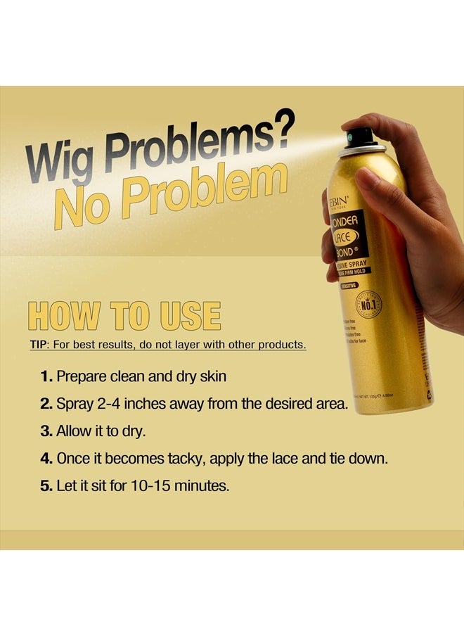 EBIN NEW YORK Wonder Lace Bond Adhesive Spray Sensitive - Extreme Firm Hold 14.2 fl. oz./ 402mL |Sensitive Use, Fast Drying,No Residue, No Build-up, Powerful Hold, All-Day Hold, Easy Daily Wig Install  - Image 5