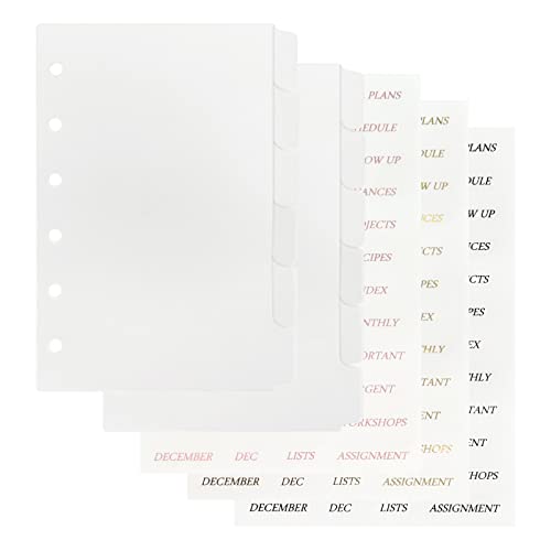 Koqye Plastic A7 Dividers Transparent Sturdy A7 6-Ring Binder Dividers with Tabs Personal Planner Inserts Tab Dividers for Binders, Agenda Accessories - Image 1