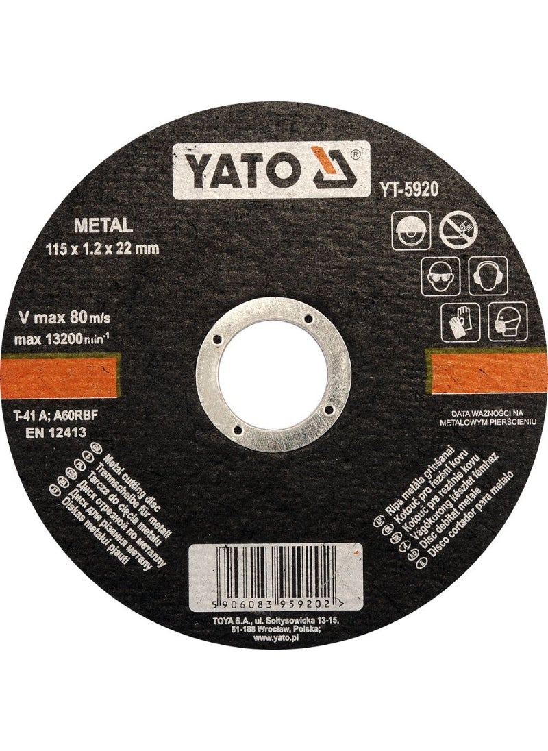 Yato YATO Metal Cutting Disc 115x1.2x22mm  YT-5920 
