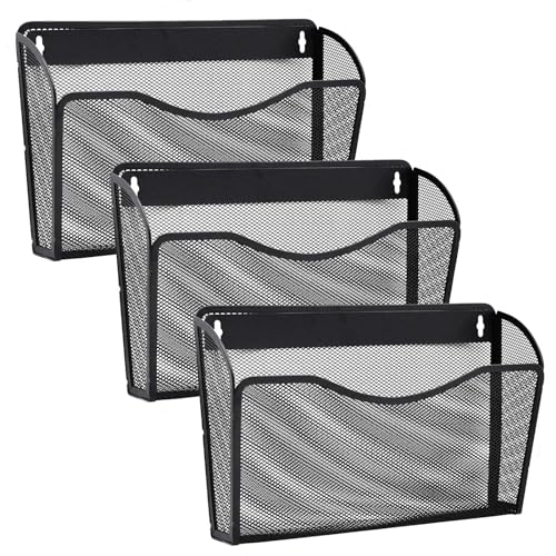 Gawerk 3 Pack Wall File Organizer, Mesh Hanging Metal Vertical Wall Mounted File Holder for Office/Home - Image 1
