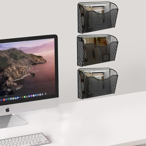Gawerk 3 Pack Wall File Organizer, Mesh Hanging Metal Vertical Wall Mounted File Holder for Office/Home - Image 4