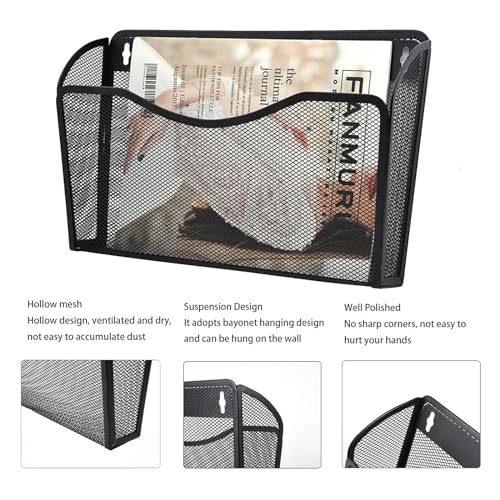 Gawerk 3 Pack Wall File Organizer, Mesh Hanging Metal Vertical Wall Mounted File Holder for Office/Home - Image 3