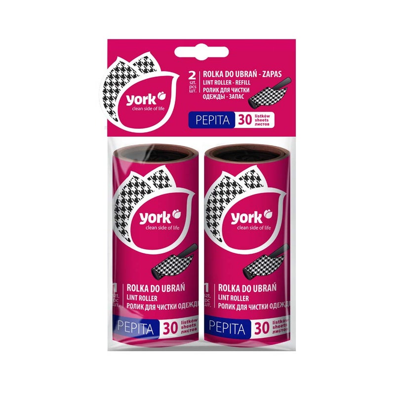 YORK Pepita Lint Roller Pack Of 2 Refills 20 Sheets Each Roll 068102 - Image 5