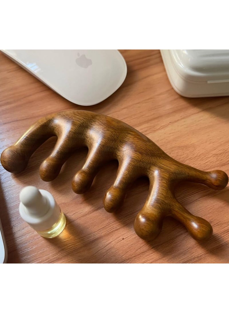 مشط تدليك متعدد الوظائف من خشب الصندل، مشط تدليك الرأس، مشط تدليك خشبي، أداة غوا شا لكشط فروة الرأس وتدليك الشعر، محفز لفروة الرأس، مدلك للوجه والجسم - Image 4