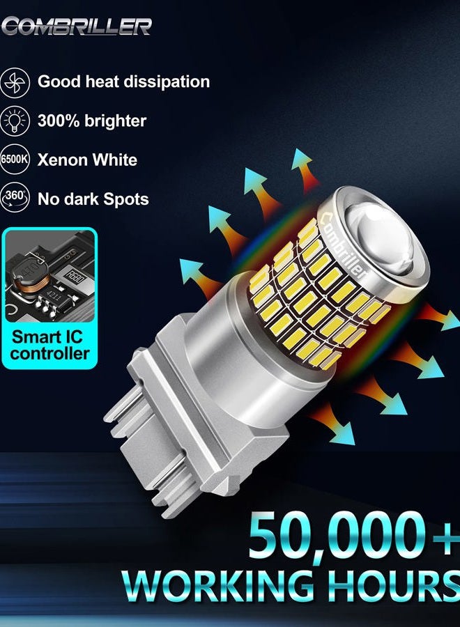 Combriller 3157 LED Bulb White 6000K, 3056 3156 3057 4157 LED with Projector Replacement for LED Reverse Lights Turn Signal Bulb Brake Light Tail Light Bulb Parking Light, Pack of 2 - Image 4