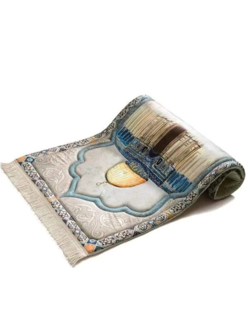 i diD Premium Prayer Mat for Adults, Ultra-Sot with thickness 2 CM, very comfortable for knees and forehead, anti-slip, with an elegant Islamic design, with a rosary and an authenticated copy of the Holy Quran, giving you a sense of comfort and reverence, Elegant Muslim Gift for Hajj, Ramadan, and Eid or any Event - Image 2