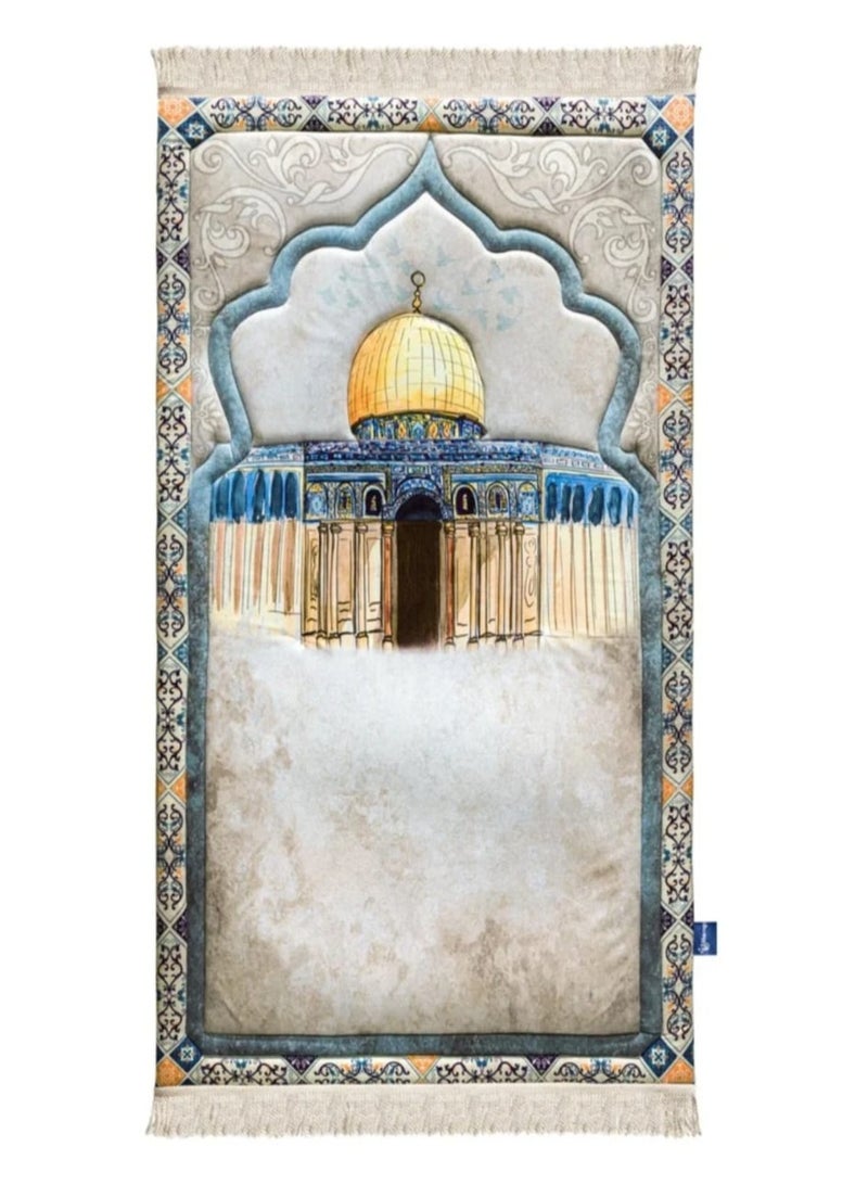 i diD Premium Prayer Mat for Adults, Ultra-Sot with thickness 2 CM, very comfortable for knees and forehead, anti-slip, with an elegant Islamic design, with a rosary and an authenticated copy of the Holy Quran, giving you a sense of comfort and reverence, Elegant Muslim Gift for Hajj, Ramadan, and Eid or any Event - Image 1