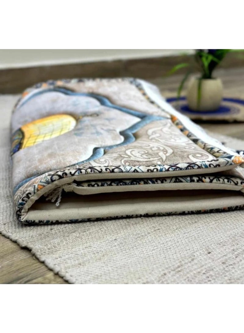 i diD Premium Prayer Mat for Adults, Ultra-Sot with thickness 2 CM, very comfortable for knees and forehead, anti-slip, with an elegant Islamic design, with a rosary and an authenticated copy of the Holy Quran, giving you a sense of comfort and reverence, Elegant Muslim Gift for Hajj, Ramadan, and Eid or any Event - Image 3