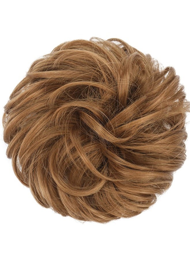 FESHFEN Messy Bun Hair Piece - Large Wavy Curly Elastic Hair Bun Scrunchies Ponytail Extensions Synthetic Chignon Hairpieces for Women, Strawberry Blonde 1.94oz - Image 2