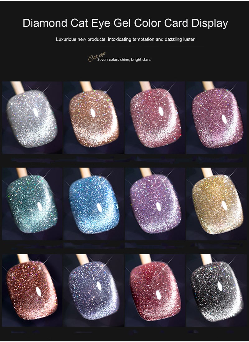 Miss Gooey - Nail Polish Set Gel Nails Polish Gel Polish Cat Eye Gel Glitter With Magnetic Stick Kit Super Shine Colors Longlasting UV LED Required Quick Dry Magnetic Art Manicure DIY At Home Soak Off For Women - Image 1
