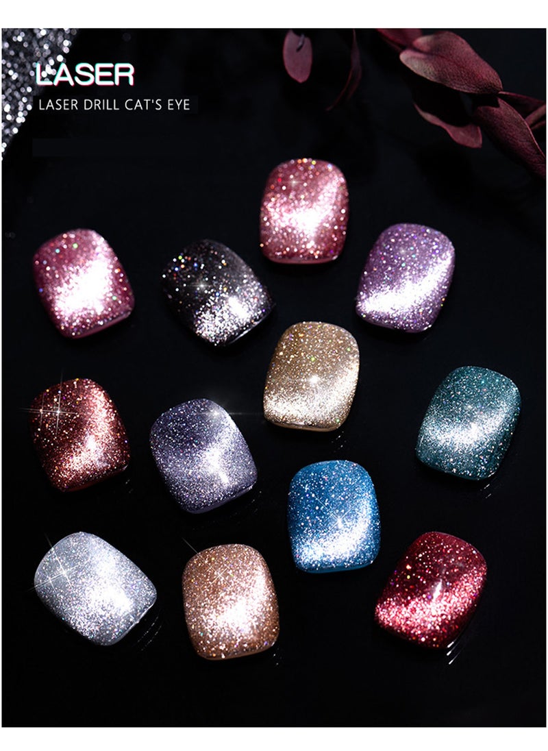 Miss Gooey - Nail Polish Set Gel Nails Polish Gel Polish Cat Eye Gel Glitter With Magnetic Stick Kit Super Shine Colors Longlasting UV LED Required Quick Dry Magnetic Art Manicure DIY At Home Soak Off For Women - Image 1