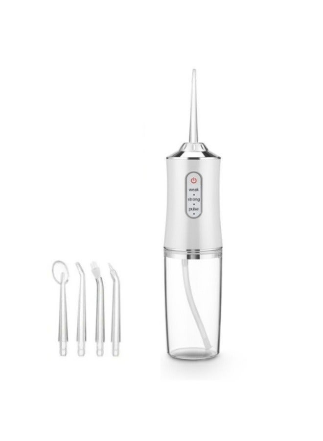 Generic White Portable Water Dental Flosser with 3 Modes, Rechargeable Oral Irrigator, 4 Jets Teeth Cleaner  - Image 1