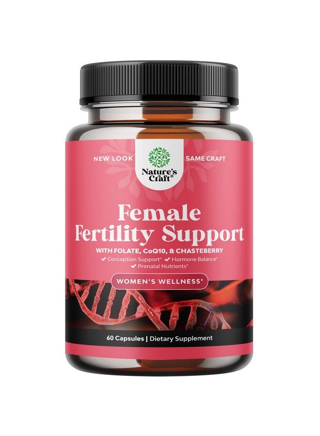 Natures Craft مكملات الخصوبة للنساء مع الفيتامينات المتعددة قبل الولادة دعم خصوبة الإناث مع الكولين والإنوزيتول وحمض الفوليك وفتكس وتوت العفة ومزيج كو كيو 10 للخصوبة للنساء من أجل الحمل الأسرع - Image 1